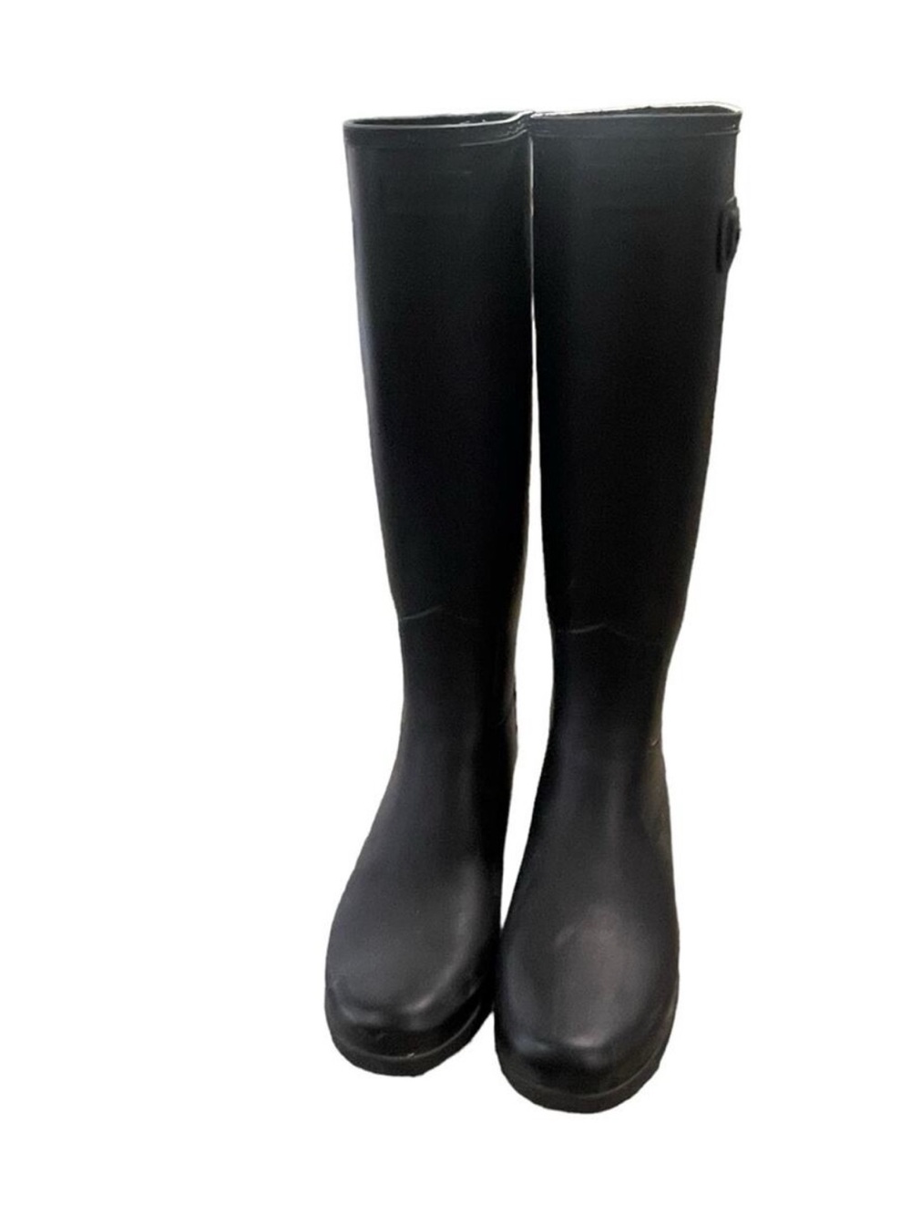 Hunter Tall Matte Black Tall Rain Boots w/Side Buckle Women’s Sz 8, Like New - Picture 9 of 16